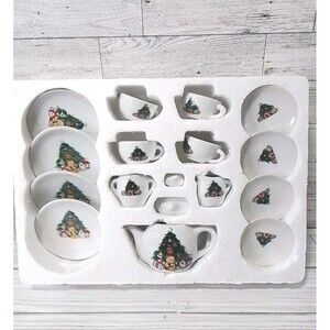 Vintage Child’s 17 Piece Porcelain Christmas Tea Set ABC Item #16765